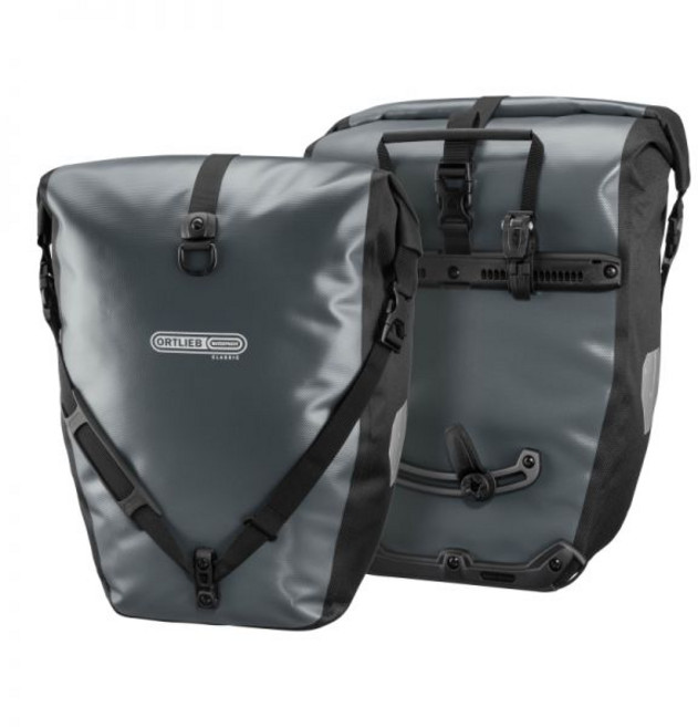 오르트립 Ortlieb 클래식 백롤러 바이크 사이드 패니어스 QL2.1 40L 페어 아스팔트-블랙 가방 자전거 169767, 1개