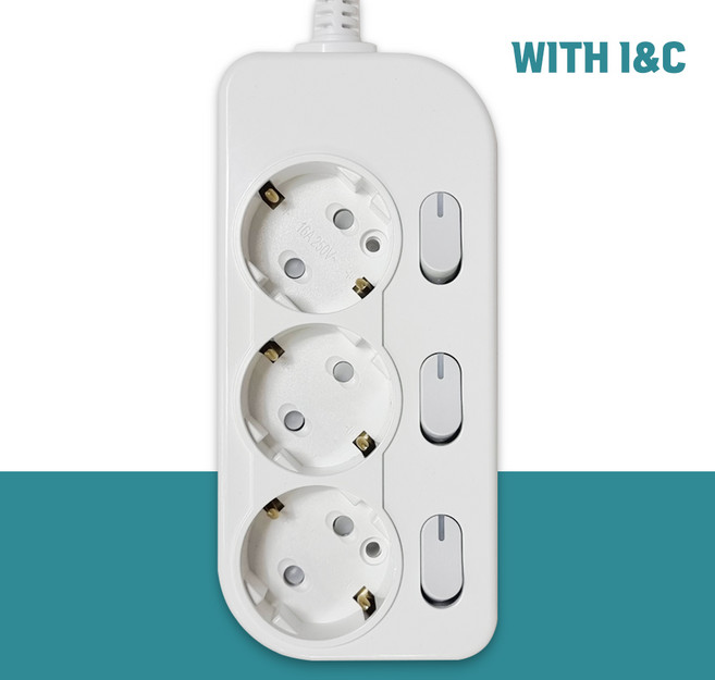 위드아이엔씨 국산 과부하차단 개별 스위치 멀티탭 3구 WI-MC21633, 1개, 10m