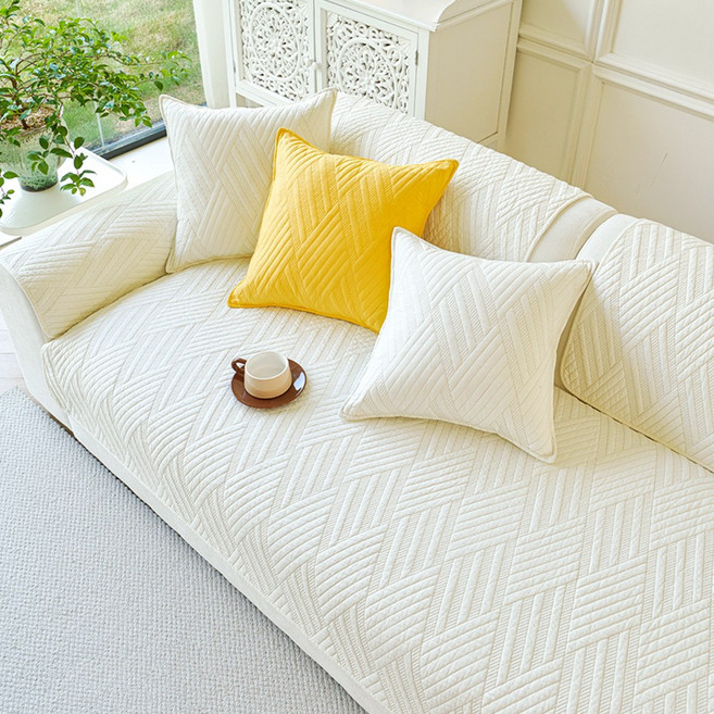 오라이프샵 크로스 사계절 논슬립 쇼파패드 쇼파매트, 아이보리, 1개