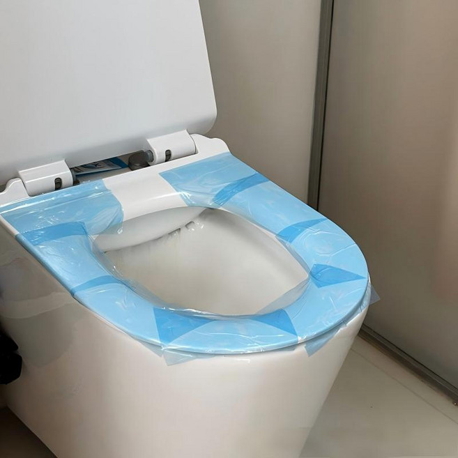 호텔 여행용 일회성 위생 세트 -변기 커버 테이블/세면대 커버 포함, 2개, 파란색