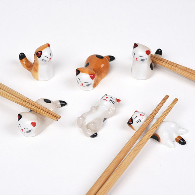 깜찍한 고양이모양 식탁용 수저받침대 6p 집들이선물, 1개