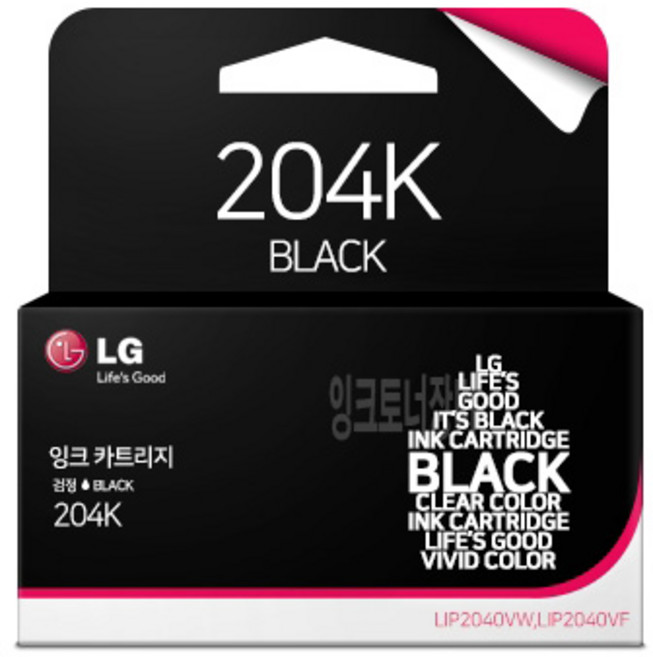 LG LIP2040S5K 검정 정품잉크 LIP2040VW/LIP2040VF [LG204K], 1개