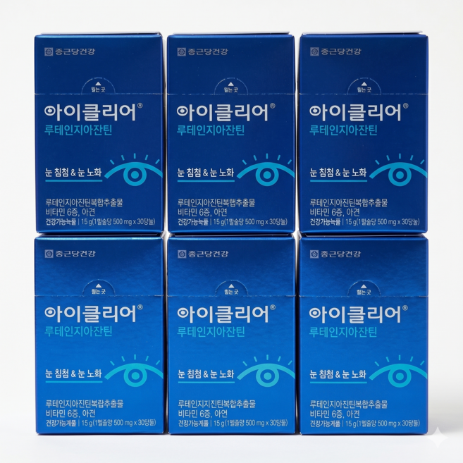 [눈 피로] 종근당 루테인 지아잔틴 아스타잔틴 3박스 (30일x3) 황반 눈건강 영양제, 30정, 6개