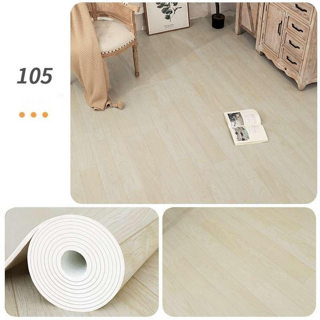 3미터 폭 넓은 셀프 접착 장판 PVC 리폼 바닥 매트 카펫, 105 라이트 우드색