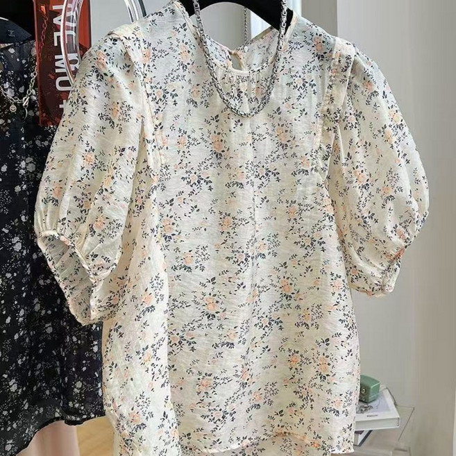 루스리더 여성 플라워 루즈핏 퍼프소매 블라우스 RZ3