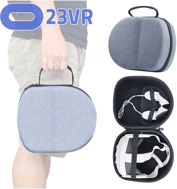 호환 메타퀘스트3 케이스 파우치 헤드셋 컨트롤러 수납 오큘러스퀘스트2 호환, 블랙, 1개
