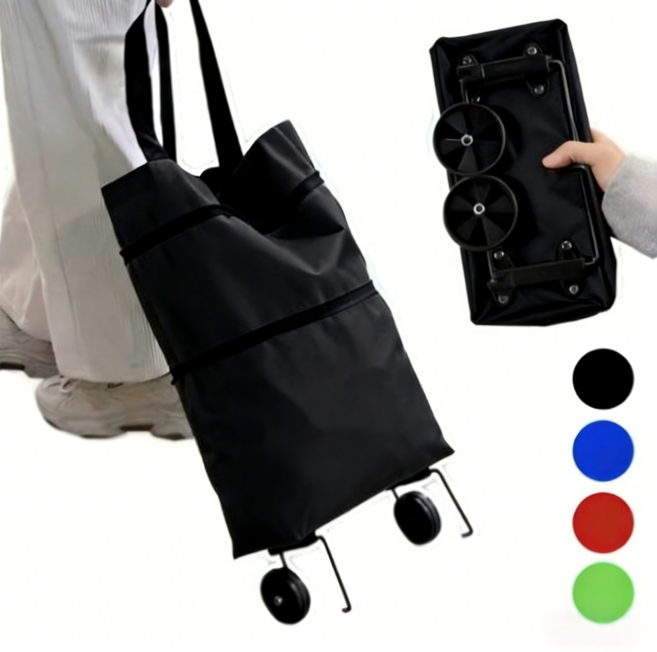 baofu-142 손수레 접이식 장바구니 2바퀴 가볍고 휴대 간편 장보기 마트 쇼핑, 검은색, 1개