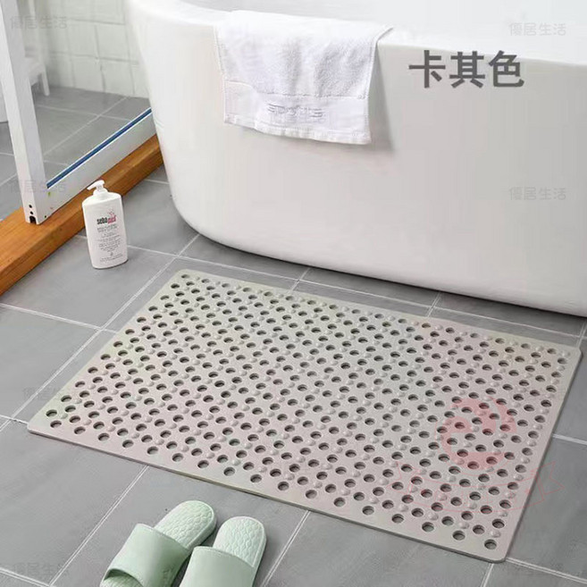 沐浴間止滑墊 漏水防滑地墊 浴室防滑墊, 卡其色,48*79cm, 1個
