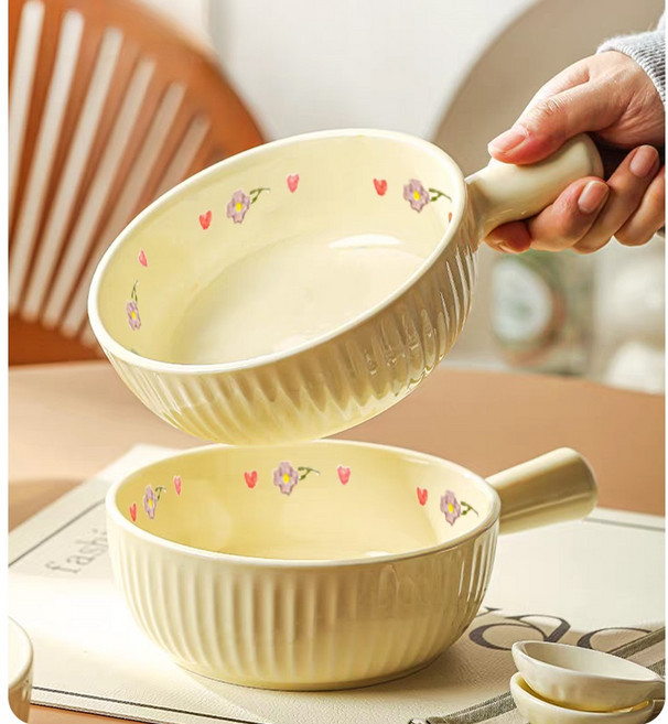 손잡이그릇 2p 핸디보울, 2개, 크림색