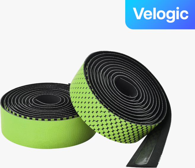 시클로베이션 어드밴스드 레더 터치 퓨전 투톤 자전거 핸들바 테이프, 블랙+네온그린, 1세트