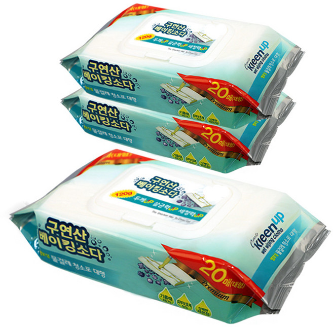 에파타클린업 구연산 베이킹소다 물걸레청소포 대형, 3개