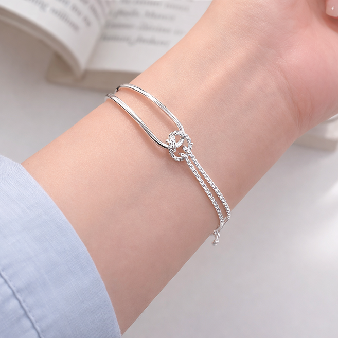 백송 스테이 노트 뱅글 체인 팔찌 써지컬스틸 데일리 여리핏 매듭 여성 포인트 패션 주얼리