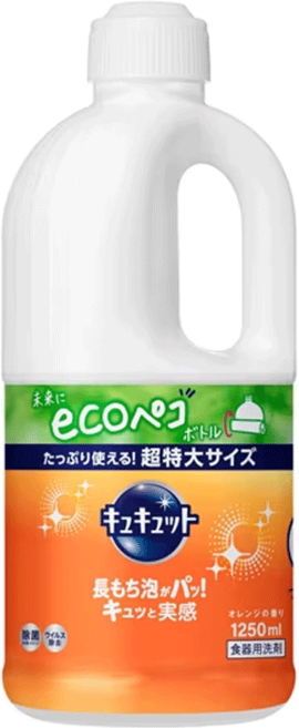 카오 주방세제 슈퍼 점보 사이즈 리필 1250ml 오렌지향, 1개, 1.25L