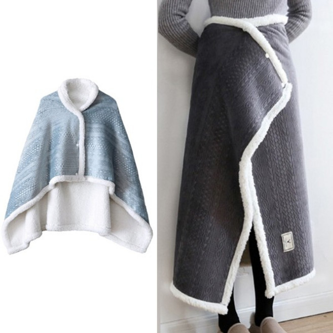 양털 망토담요)담요망토 비숑털 짜임무늬패턴 케이프 빅사이즈 대형 중형 무릎담요 극세사담요 대형담요 겨울용 겨울담요 엠보싱