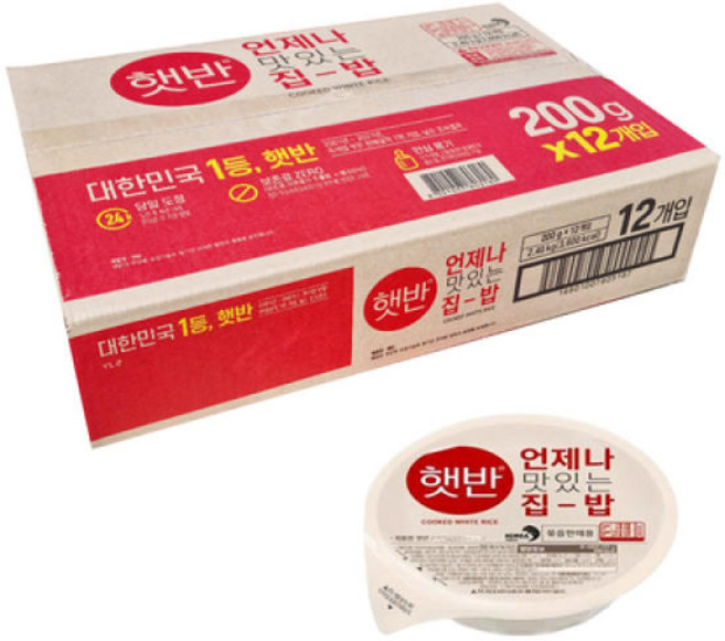 (즉석밥) CJ제일제당 햇반 200g x12입 1박스 /식사용 캠핑용 여행용, 12개