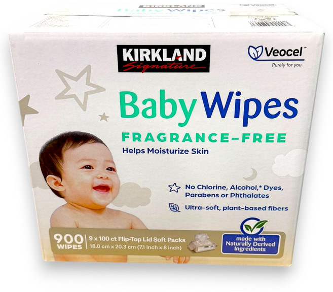 Kirkland Signature 科克蘭 柔軟無香精嬰兒濕巾 100張X9包, 白色, 1個