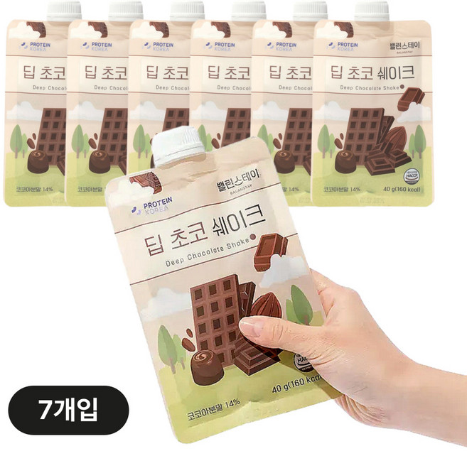밸런스테이 단백질 쉐이크 초코맛, 40g, 7개