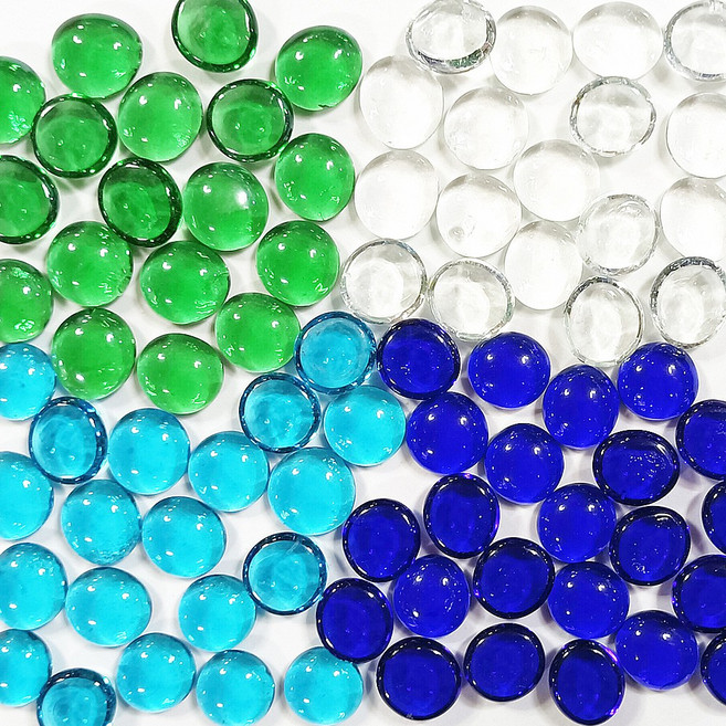 칼라 플랫 납작 유리구슬/인테리어용/1kg/250개, 플랫 초록 250개