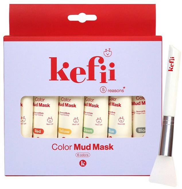 케피 버블클렌저 컬러머드마스크 6개입 1BOX + 실리콘 브러쉬 증정