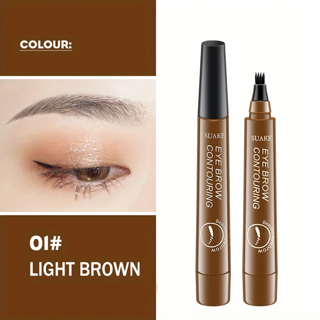 방수 눈썹 펜 마이크로 블레이딩 4 분할 헤드 자연스러운 메이크업 5 가지 색상, 04 01LIGHT BROWN - 쿠팡