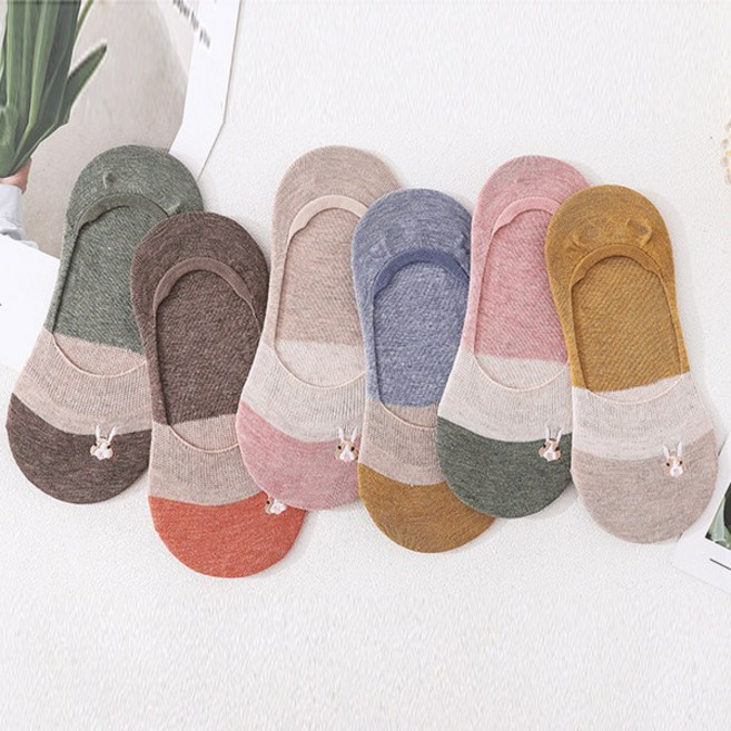 워더미 믹스 컬러 토끼 캐릭터 포인트 페이크삭스 덧신 세트 CHW415