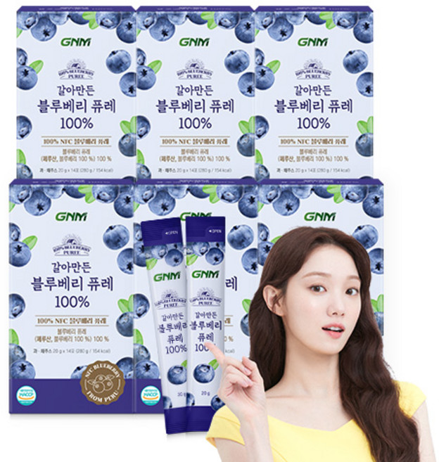 GNM 갈아만든 NFC 블루베리 퓨레 100%, 6개, 280g