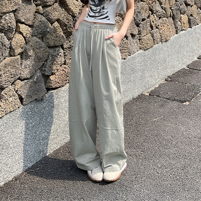 cammello 여성 가벼운 와이드핏 밴딩 팬츠 쿨링 여름 바지