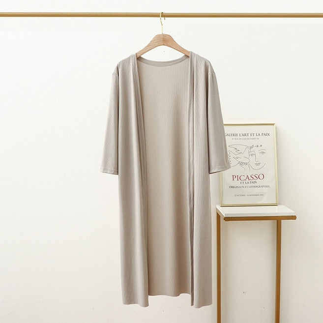 로브 가운 홈웨어원피스 로브가디건 Fdfklak 하프 슬리브 봄 여름 여성용 새 카디건 나이트 셔츠 느슨한 모달 잠옷 목욕 여성 나이트 드레스