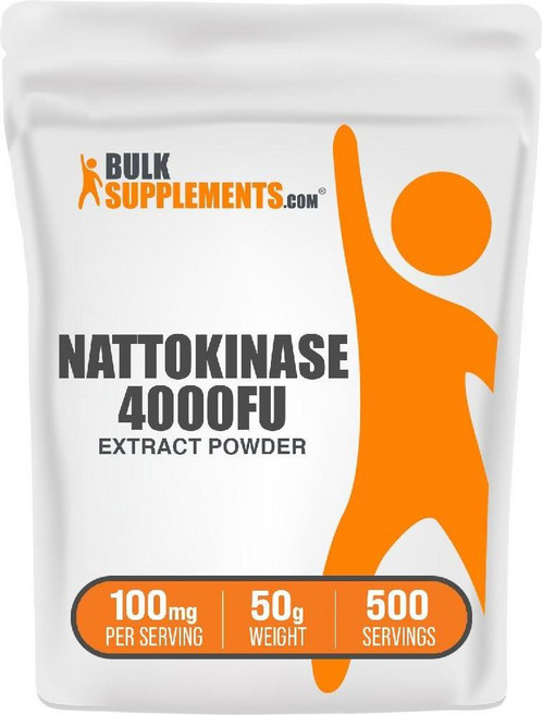 BulkSupplements.com 낫토키나아제 파우더 - 낫토 나토키나아제 보충제 4000 FU 추출물에서 추출 1회 제공량당 100mg 25g(0.88oz)(1팩), 500회 제공량(1팩), 1개