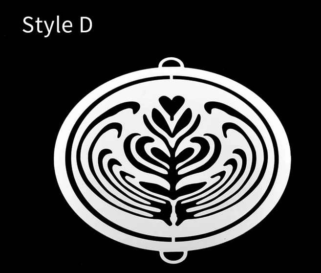 커피 스텐실 인쇄 꽃 금형 라떼 카푸치노 장식 스테인레스 스틸 템플릿 세트 액세서리, 옵션05) D Style, 1개