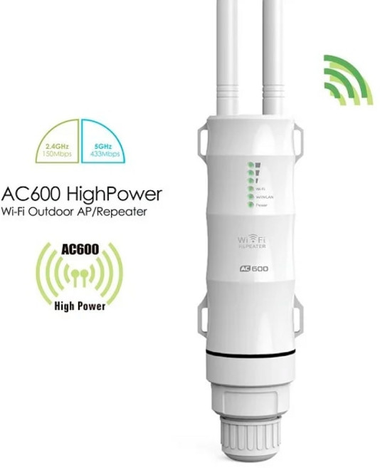 Wlink 야외용 무선 와이파이 리피터 고성능 AC1200 600/300 AP 및 WiFi 라우터 듀얼 Dand 2.4G 5Ghz 장거리 익스텐더 POE, [02] US plug, [01] AC600 WiFi Repeater, 1개