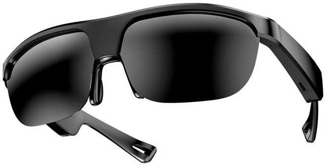 BiiYou 블루투스 선글라스 블루투스5.3 무선이어폰 통화소음 저감 IP65급 방수 아웃도어 스마트 스포츠 글라스 내장 마이크 장착 근시렌즈 교환가능, 블랙 선글라스