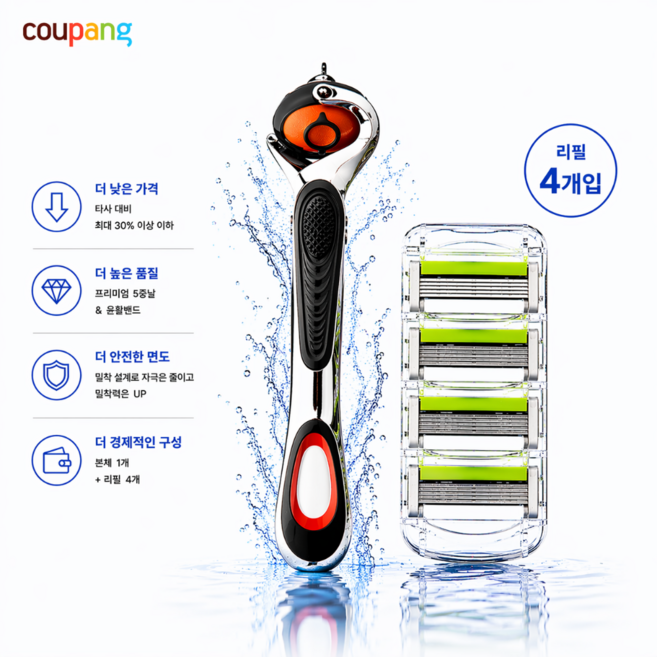 벨나로 5중 밀착 호환 면도기, 1세트, 4개입