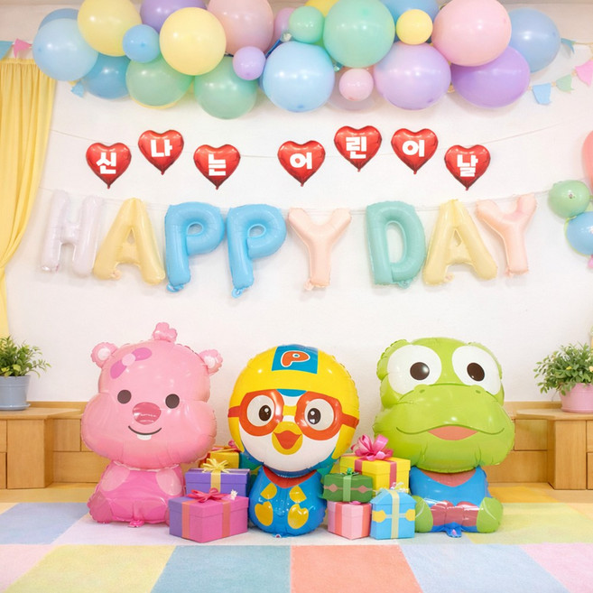 재미제이 어린이날 포토존 뽀로로 루피 크롱 풍선 어린이집 유치원 행사 장식 이벤트