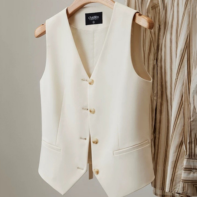 FANSYLI 여성 정장 조끼 고급 심플 통근 조끼 빅사이즈 루즈핏 민소매 정장 자켓 결혼식 하객룩 오피스룩 XR2601J16