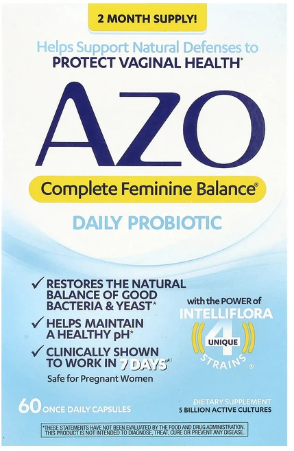 단백질 비타민 철분 마그내슘 칼슘 AZO 컴플리트 Feminine Balance® 데일리 프로바이오틱 캡슐 60정 고루고루섭취해주세요, AZO컴플리트FeminineBalance데일리프로바이오, 1개 - 쿠팡