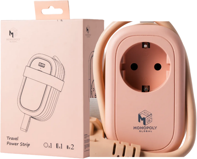 고용량 멀티탭 4000W 16A USB C타입 PD 30W 휴대용 큐브형 MPG ART03, 4개, 올드 핑크, 1m