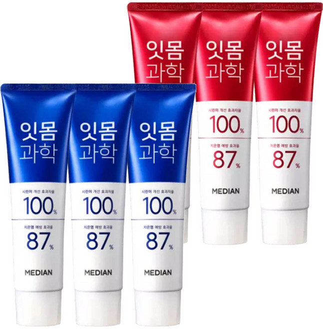 [메디안신제품] 잇몸과학 치약 120g 스트롱민트 3입(신) + 클린민트 3입(신), 1세트