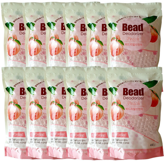 리필용 비드 방향제 650g 리필팩 5가지향기 대용량 비드방향제 향기품은 비즈가 실내 향기를 바꿈니다 용기에 나눠 사용하세요 12개1세트 넉넉한 구성, 12개