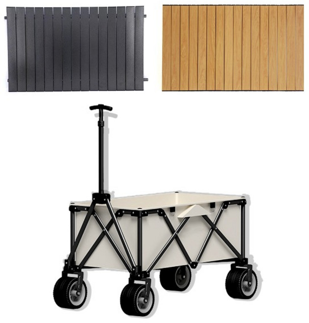 코야프 캠핑웨건 접이식 광폭 대형 타이어 테이블 웨건 3종 폴딩 카트 손수레, 아이보리, 150L 웨건 우드색상 상판세트, 1개