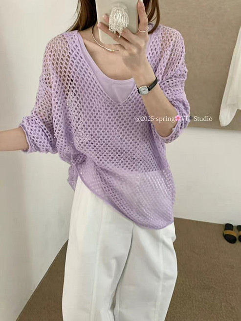 한국 심플 통근 슬림핏 크루넥 니트 패션 캐주얼 솔리드 나시 세트 여름 투피스