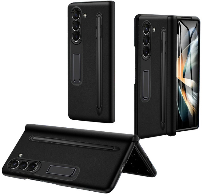 YINUO 갤럭시 Z 폴드3 4 5 6 힌지보호 소가죽 케이스+with S펜