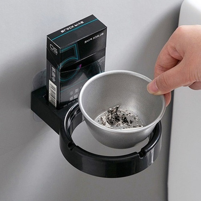 라온텐 관리가 쉬운 벽면 부착 재떨이, 블랙, 1개