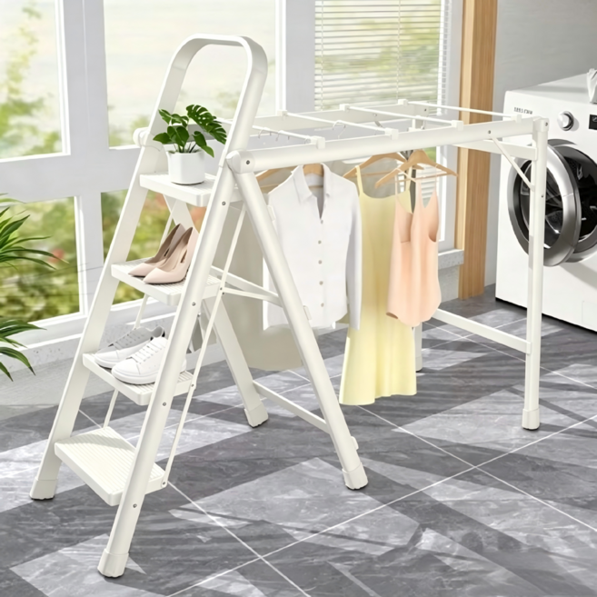 건조대 사다리 이중 용도 건조대대형, 흰색