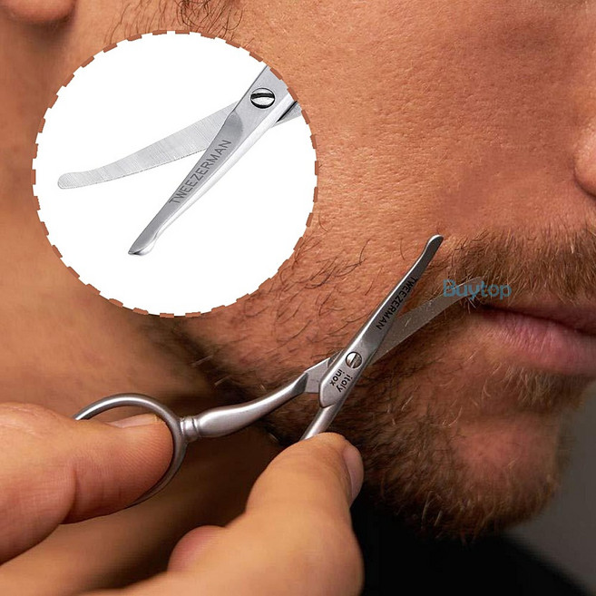 트위저맨 스텐 미용가위 코털 수염 페이셜 헤어 가위, 1개, 실버