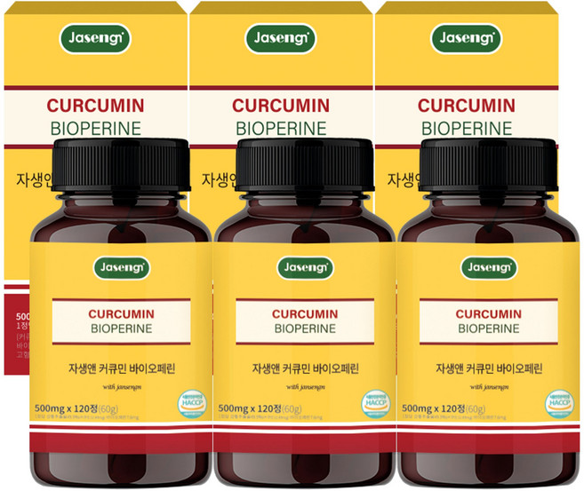자생앤 커큐민 바이오페린, 120정, 3개