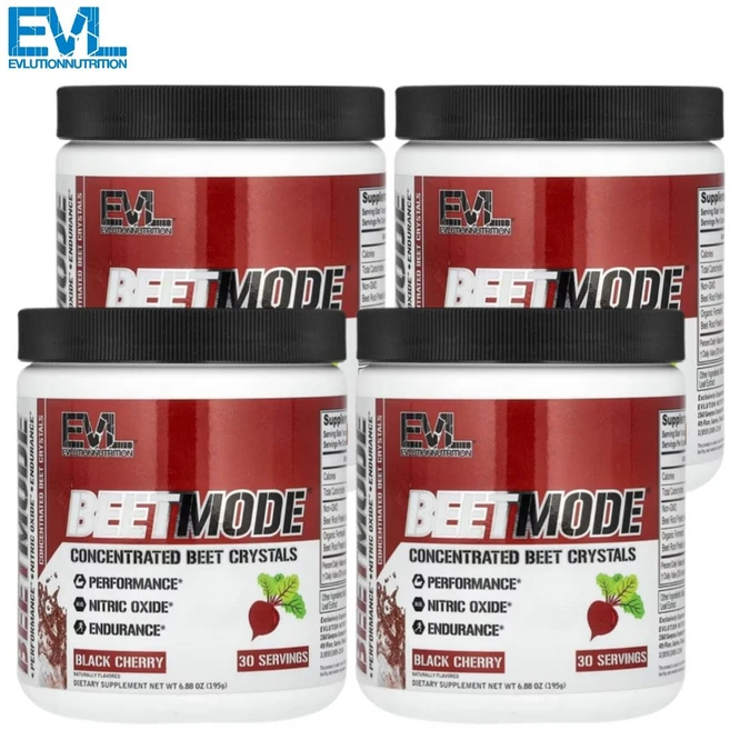 EVL 비트 뿌리 분말 발효 농축 비트모드 말릭산 비건 블랙체리맛 195g 에볼루션, 4개 - 쿠팡