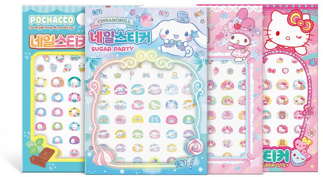 산리오 네일스티커 시나모롤 +마이멜로디+포차코+헬로키티 세트