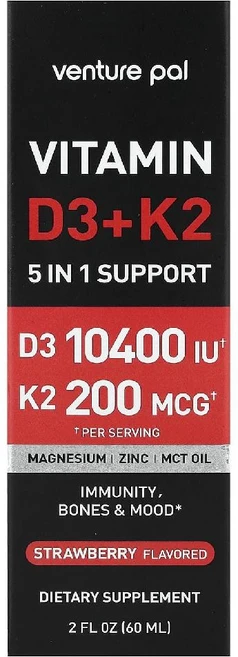Venture Pal 비타민D3 + K2 딸기 60ml, 1개 - 쿠팡