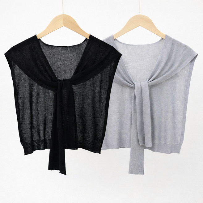 번쩍번쩍몰 얇은 시스루 어깨숄 페이크 가디건